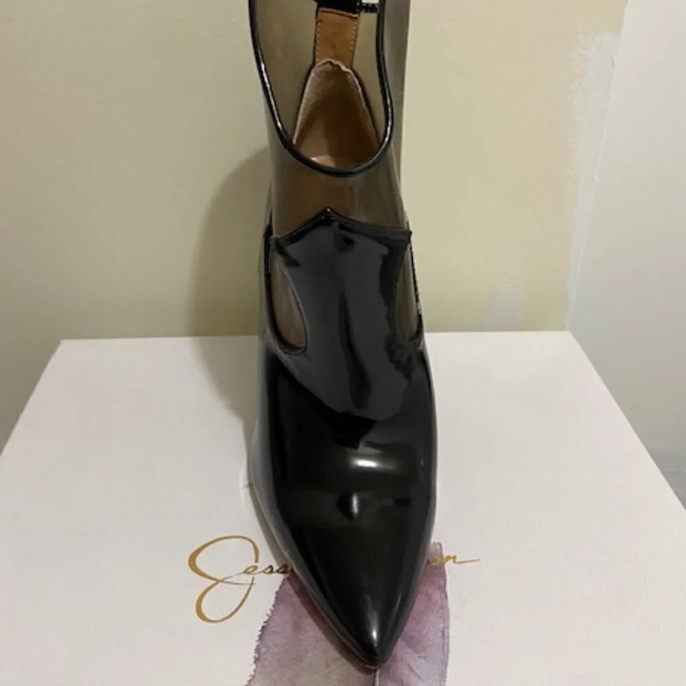 Jessica Simpson Western Stiletto Boots Periya Clear Patent Leather Size 6 New
